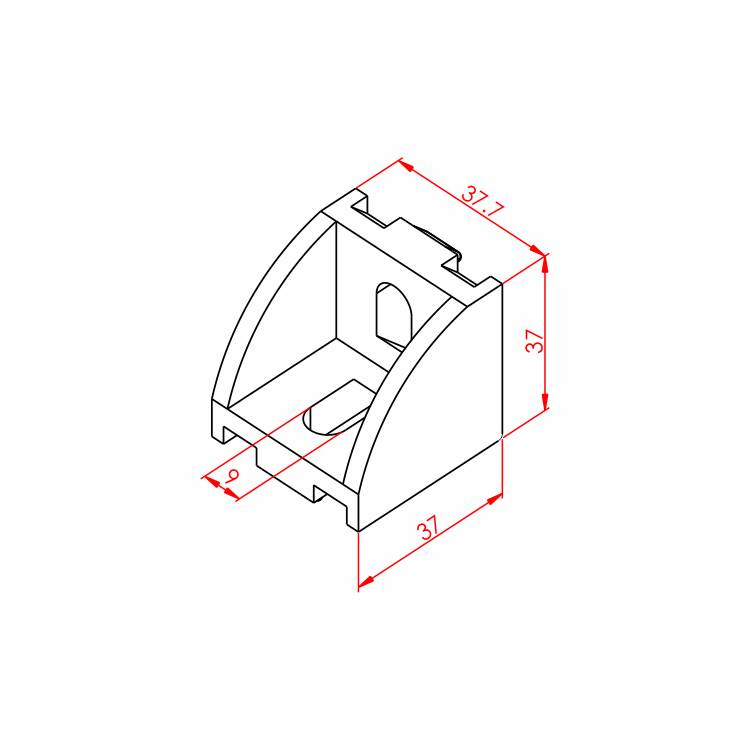 40x40 Breite Ecke Verbindung – Technische Zeichnung