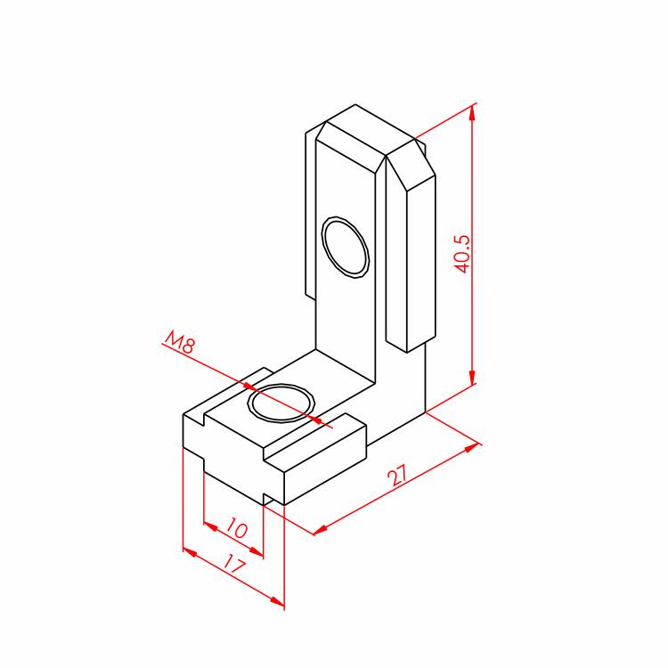 45x45 Verdeckte Eckverbindung – Technische Zeichnung