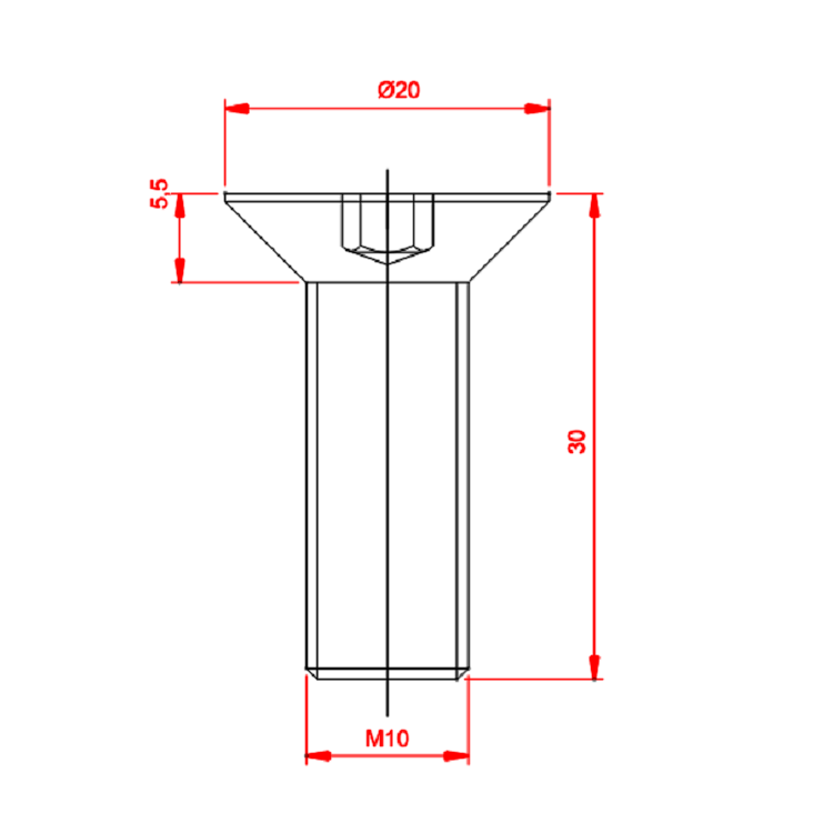 Senkkopfschraube M10x30