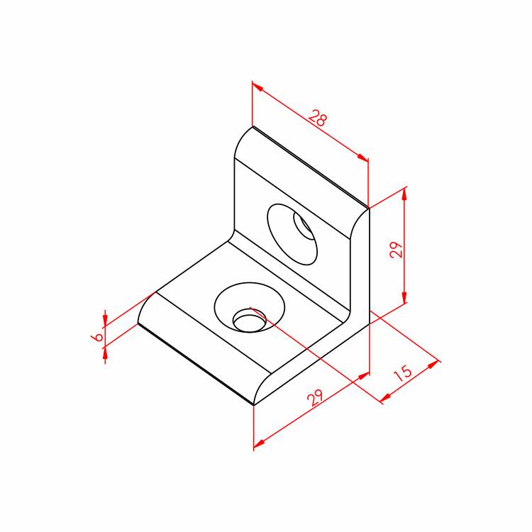 30x30 Flache Eckverbindung – Technische Zeichnung