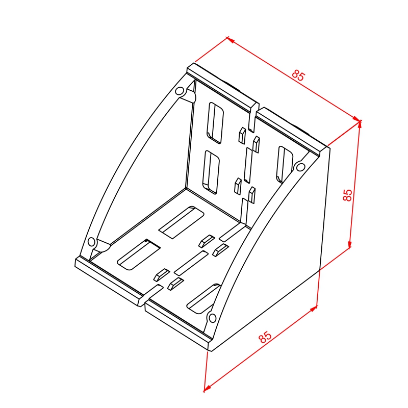 90x90 Breite Eckverbindung – Technische Zeichnung