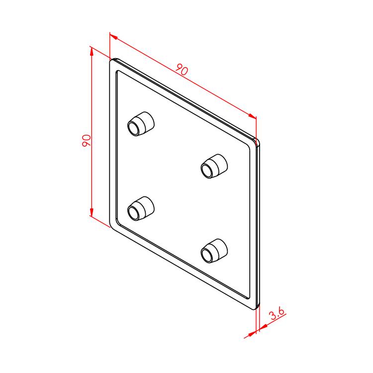 90x90 Profilabdeckung – Technische Zeichnung