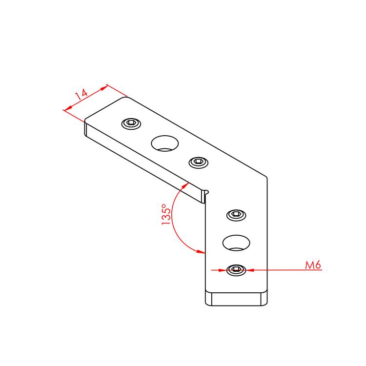 30x30 – 40x40 135° Anschlussstück 8 – Technische Zeichnung