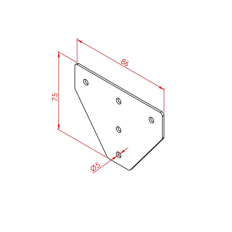 20x25 Dreifach-Verbindungsplatte – Technische Zeichnung