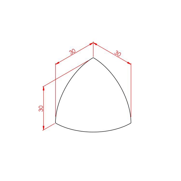 30x30 Eckverbindung Abdeckung Radius – Technische Zeichnung