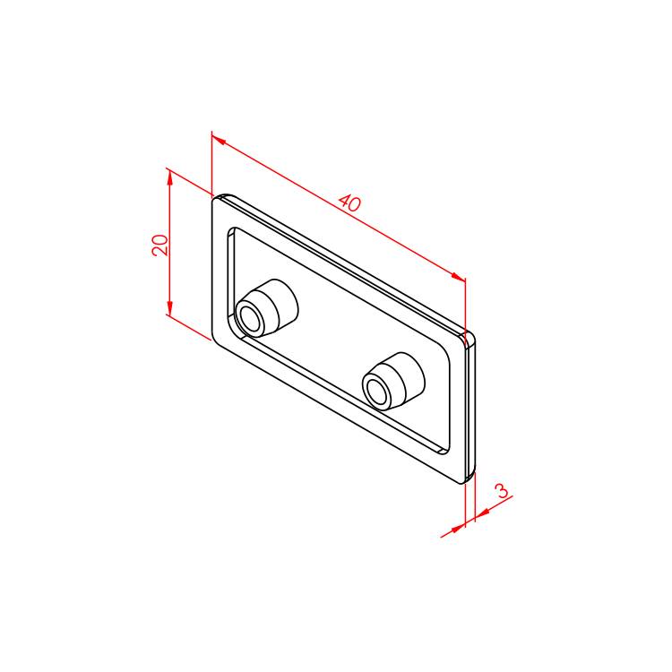 20x40 Profilabdeckung – Technische Zeichnung