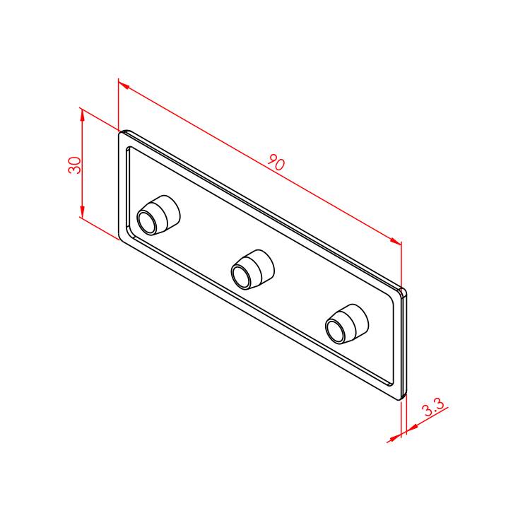 30x90 Profilabdeckung – Technische Zeichnung