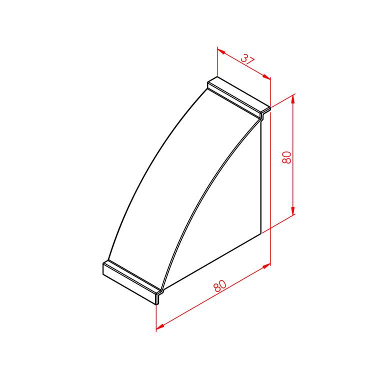 40x80 Eckverbindung Abdeckung Lang – Technische Zeichnung