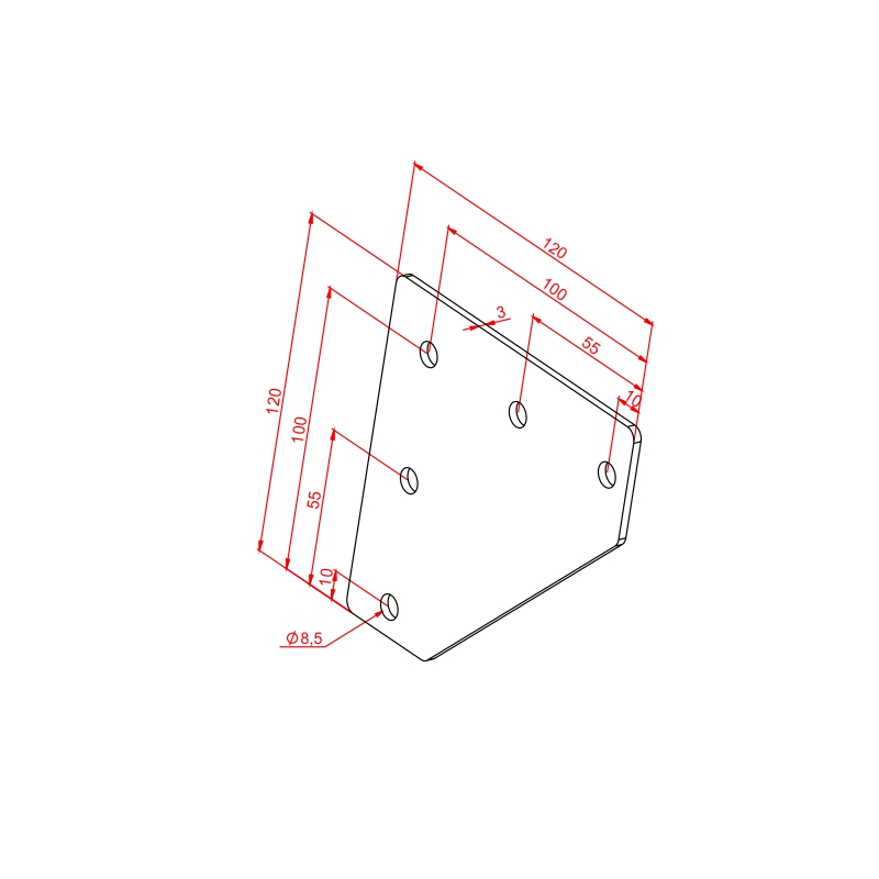 45x45 Zweiwege-Verbindungsplatte