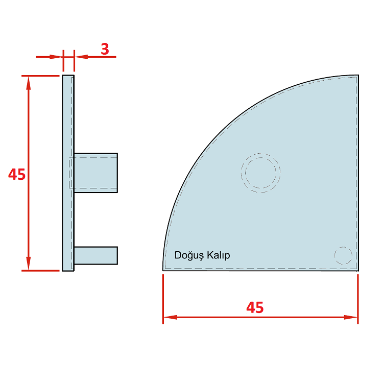 45x45 Radius Profilabdeckung