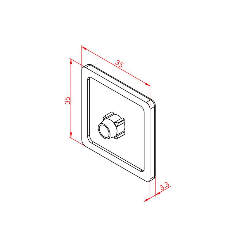 35x35 Profilabdeckung schwer – Technische Zeichnung