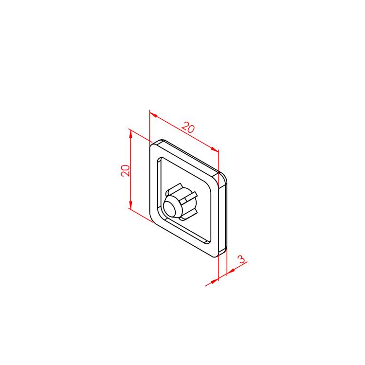 20x20 Profilabdeckung – Technische Zeichnung
