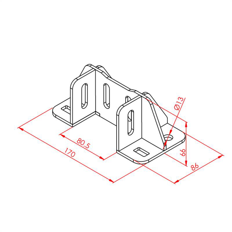 40x80 Fuß Bodenverbinder – Technische Zeichnung