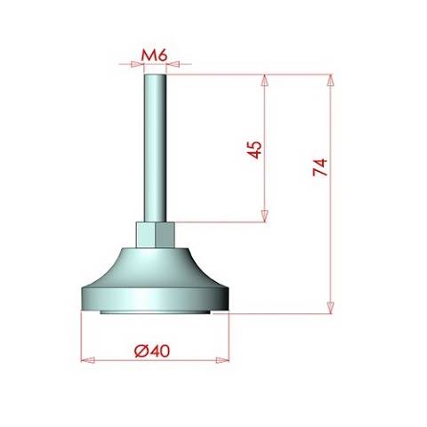 Metall Fuß M6x50