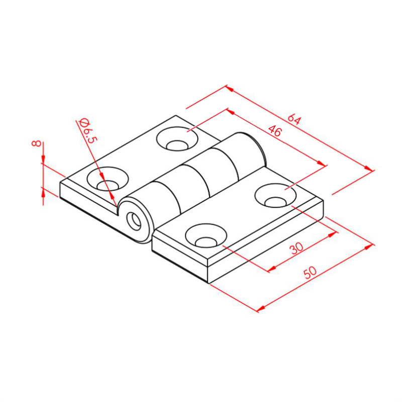 45x45 Scharnier – Technische Zeichnung