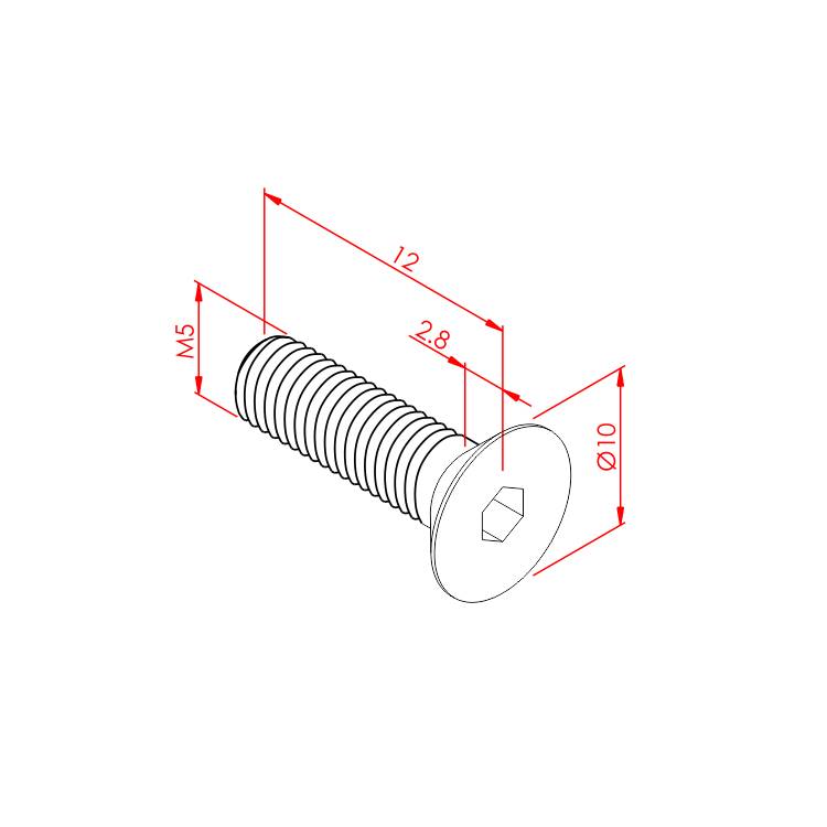 Senkkopfschraube M5x12 – Technische Zeichnung