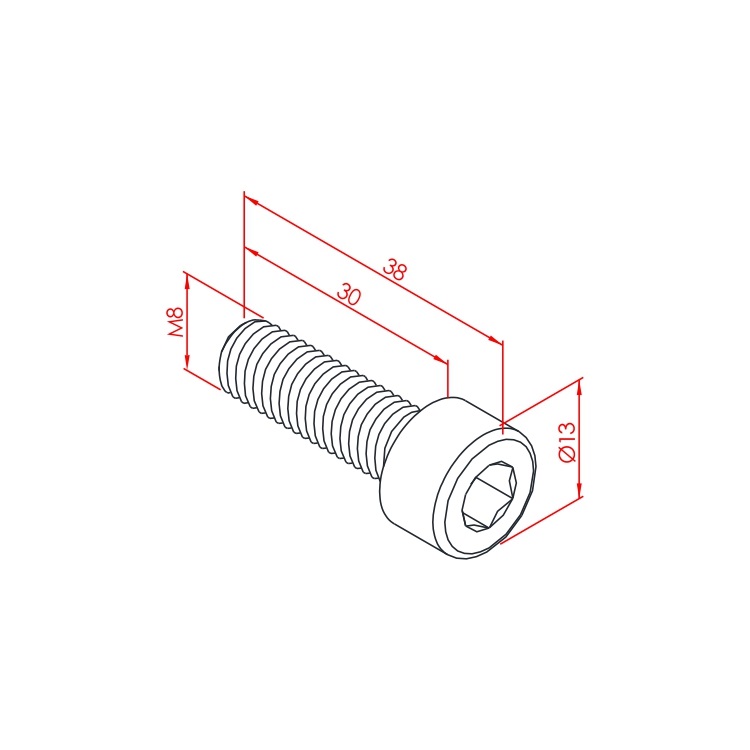 Imbus-Schraube M8x30 – Technische Zeichnung