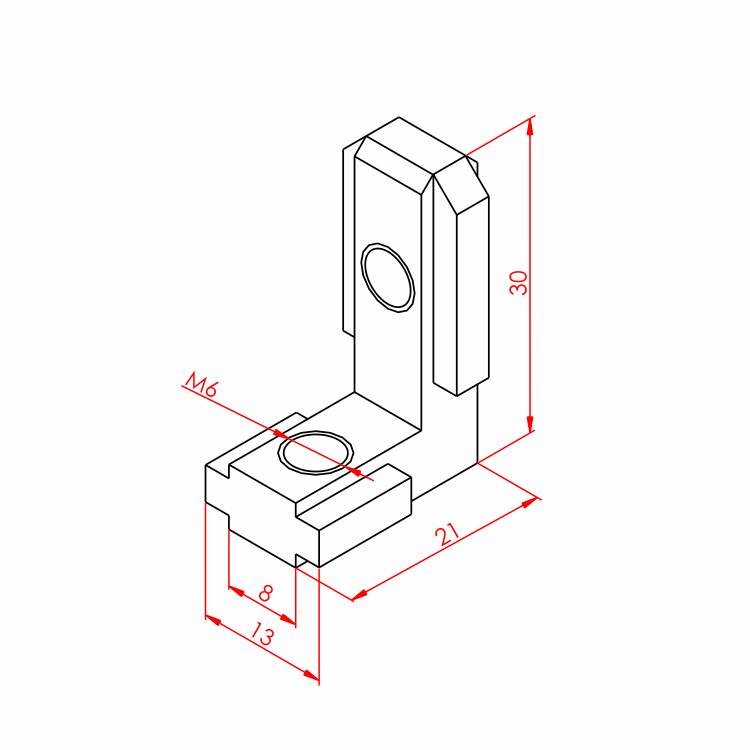 30x30 Verdeckte Eckverbindung – Technische Zeichnung
