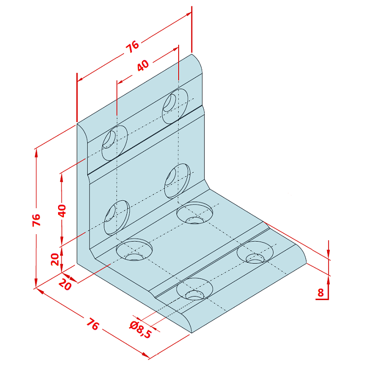 80x80 Flache Eckverbindung