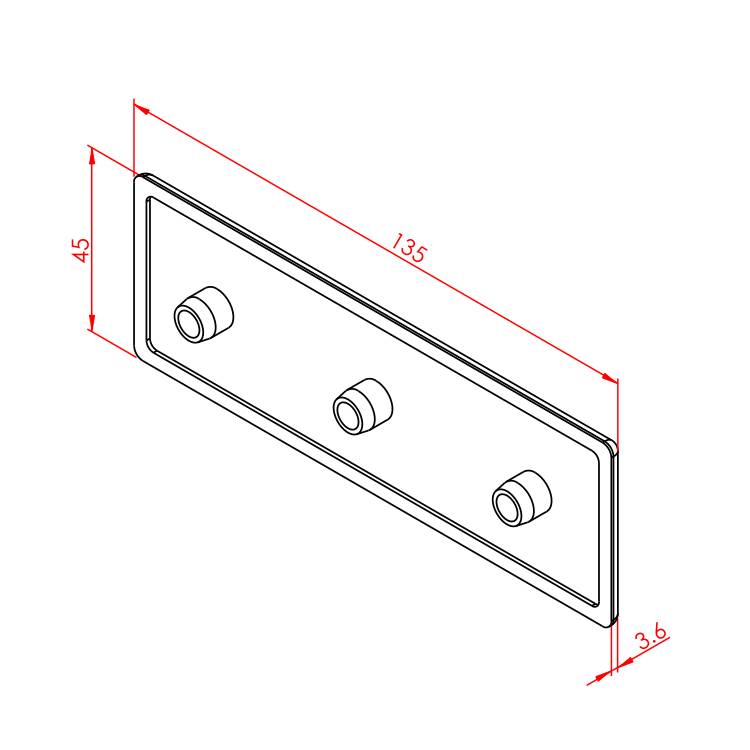 45x135 Profilabdeckung – Technische Zeichnung