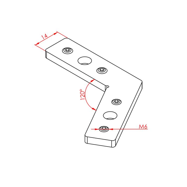30x30 – 40x40 120° Anschlussstück 8 – Technische Zeichnung