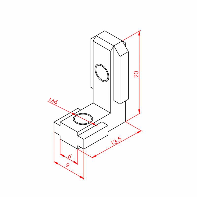 20x25 Verdeckte Eckverbindung – Technische Zeichnung