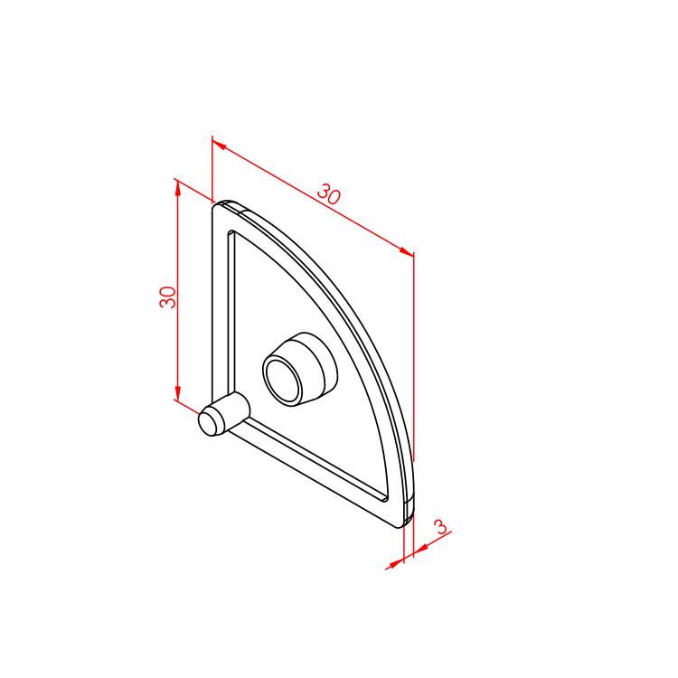 30x30 Radius Profilabdeckung – Technische Zeichnung