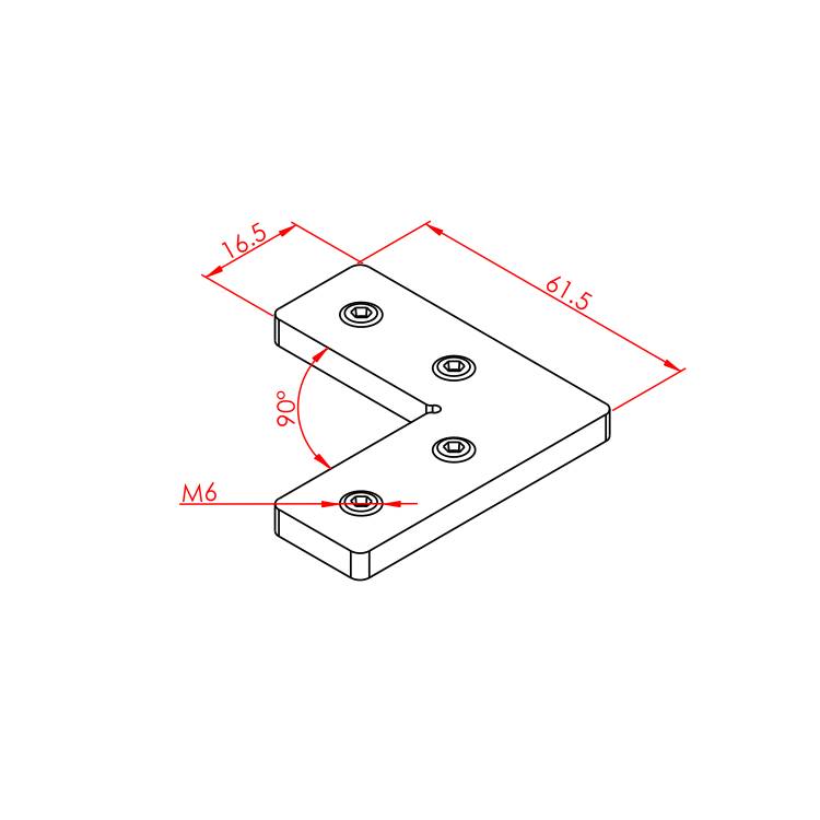 40x40 90° Anschlussstück – Technische Zeichnung