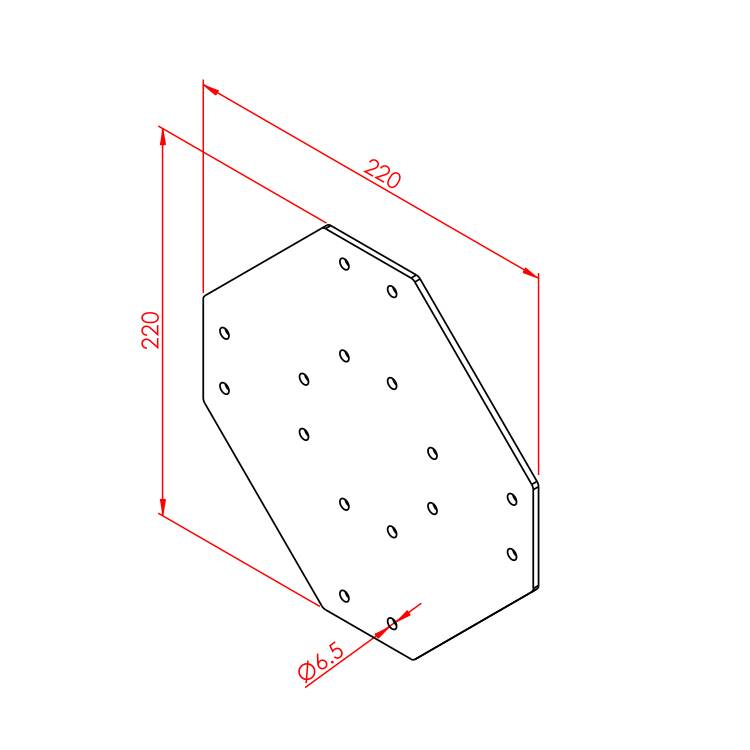 80x80 Vierfach-Verbindungsplatte – Technische Zeichnung