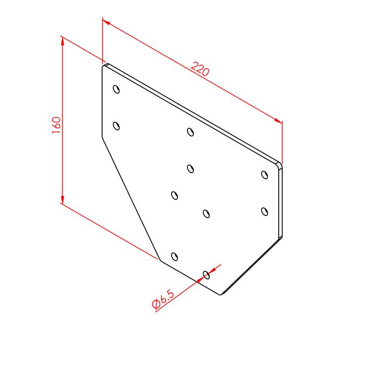 80x80 Dreifach-Verbindungsplatte – Technische Zeichnung