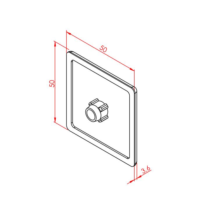 50x50 Profilabdeckung – Technische Zeichnung