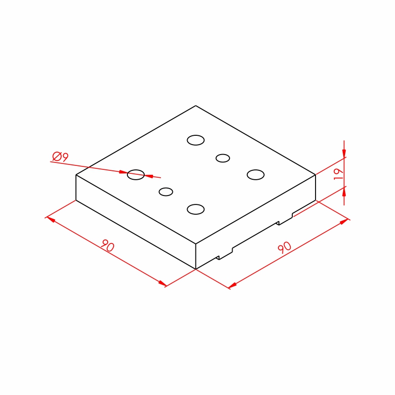 90x90 Lochbohrgerät – Technische Zeichnung